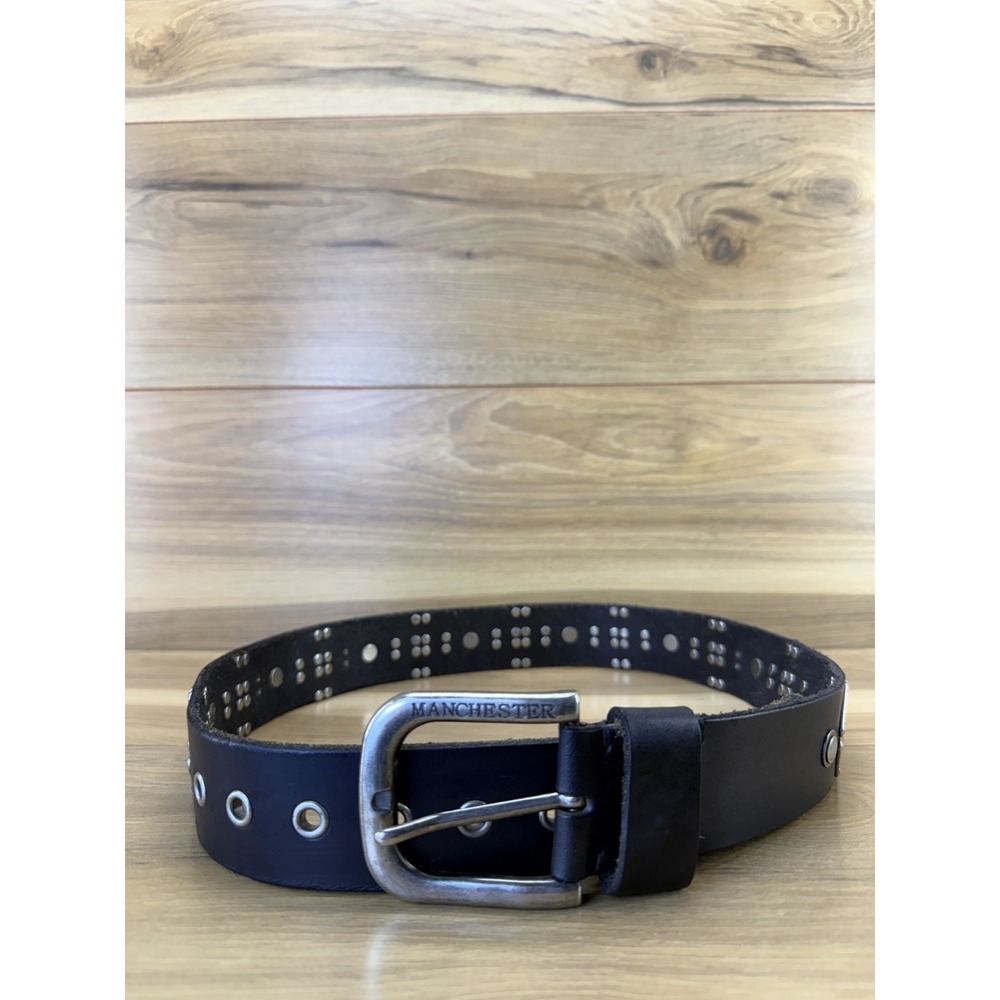 Manchester Unisex Belt Size 34 Black Leather Festival Vintage Artisan Rock